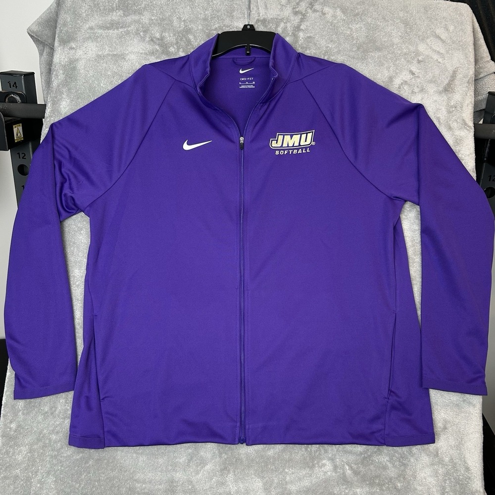 Nike Dri-Fit JMU James Madison Dukes Team Issued Softball Full Zip Jacket Sz XL